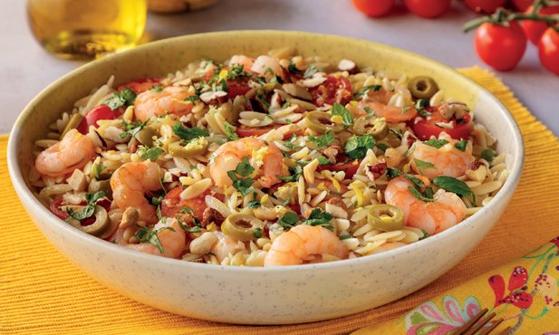 Salada de bagos com camarão