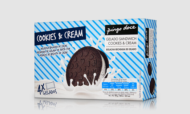 Gelados Sandwich Cookies And Cream Pingo Doce 4x135 Ml Produtos Pingo Doce 3613