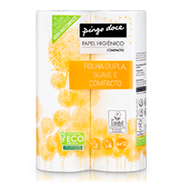 Papel Higiénico 2 Folhas Compacto 6=12 Pingo Doce 6 Rolos